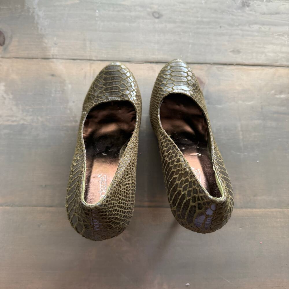 Shoedazzle Green Marisol Snakeskin Heels Sz 9 - Picture 7 of 12